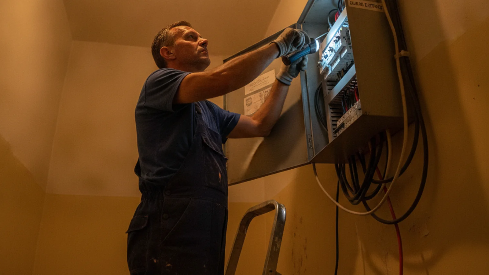 Pronto Intervento Elettricista Napoli al lavoro su un quadro elettrico a Napoli